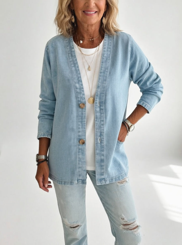 Claironne™ — Veste denim élégante décontractée intemporelle